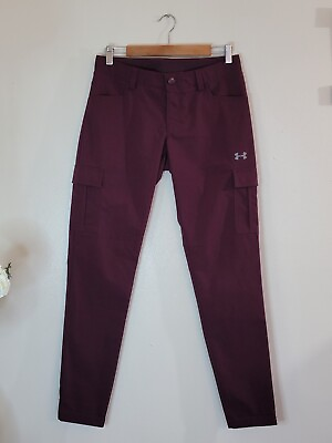 #ad Under Armour Womens Size 6 Burgundy Pants Enduro Cargo Pants Ripstop Stretch 32L