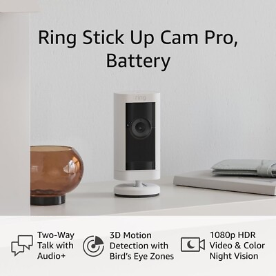 #ad Ring Stick Up Cam Pro Battery Indoor Outdoor Security Camera with 3D Motion