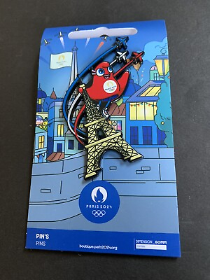 #ad Paris 2024 Olympic Games Official Merchandise Mascot Eiffel Tower Pin Pins Badge