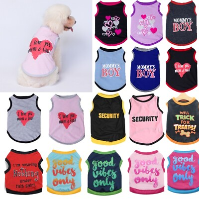 #ad Cute Pet Dog Clothes T Shirt Print Small Cat Puppy Vest Apparel Wholesale XS XL‹