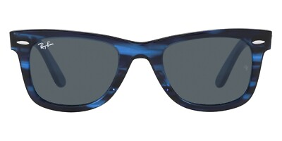 #ad Ray Ban Wayfarer RB2140 Unisex Men Women Sunglasses Striped Blue Frame Blue Lens