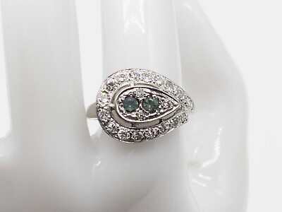 #ad Vintage 1940s RETRO $4000 1.30ct Natural Alexandrite Diamond 14k White Gold Ring
