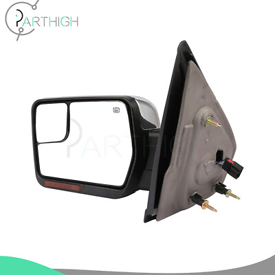 #ad Driver Side Chrome Power Heated Signals Mirror Left View For 2004 2014 Ford F150