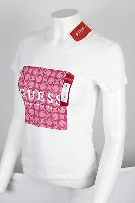 #ad Guess Jeans Women#x27;s Orley Logo Tee Shirt Short Sleeve White