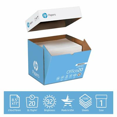 #ad HP Printer Paper Office 20lb 8.5x11 Quickpack Case 2500 Sheets No Ream Wrap