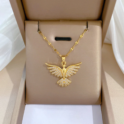 #ad Women#x27;s Fashion Jewelry Gold Cubic Zircon Phoenix Eagle Pendant Necklace 426