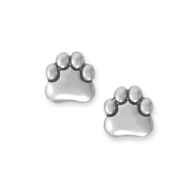 #ad Oxidized Sterling Silver Paw Print Stud Earrings