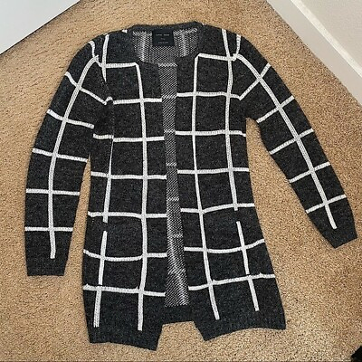 #ad LOVE TREE GREY CHECK PLAID DUSTER CARDIGAN SIZE SMALL