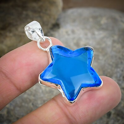 #ad Unique Star Shaped Gemstone Pendant 925 Solid Silver Jewelry For Thanksgiving