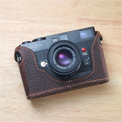 #ad Genuine Leather Half Case for Minolta CLE Camera Retro Handmade Protective Cover