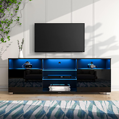 #ad LED TV Stand High Glossy Cabinet amp; Modern Sturdy LED TV Stand Easy Assembl
