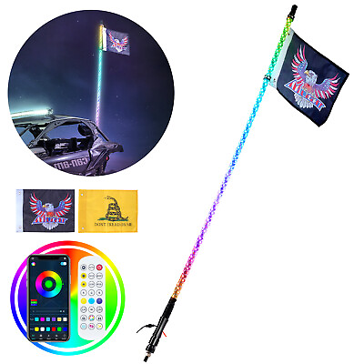 #ad VEVOR LED Whip Light 1PC 3FT RGB Spiral Antenna Light Remote App for ATV UTV RZR