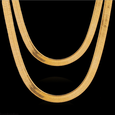 #ad Fashion Men Women 18K Gold Plated Snake Chain Choker Necklace Jewelry 20 28Inch