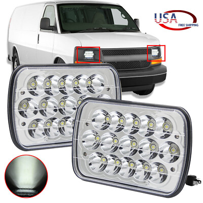 #ad 1 Pair 7X6quot;LED Headlights Hi Lo Beam For Chevy Express Cargo Van 1500 2500 3500