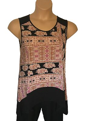 #ad BCBG Maxazria NWT sleeveless tunic pink black abstract design size S