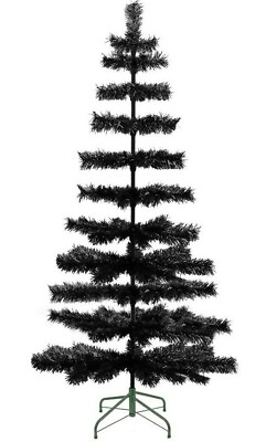 #ad 5FT Black Christmas Tree Tinsel Feather Style Holiday Tree 60IN Table Top $89.99