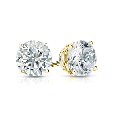 #ad 2 Ct Womens Mens Stud Earrings Simulated Diamond 14K Yellow Gold Plated Silver $19.99