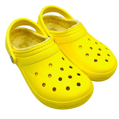 #ad Crocs Lined Sandal Clog Unisex Men#x27;s 6 Women#x27;s 8 Yellow Slippers Garden Shoes