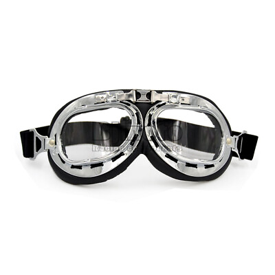 #ad Retro Motorcycle Goggles Aviator Pilot Vintage Eyewear Glasses Clear Lens