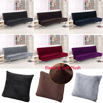 #ad Armless Sofa Bed Cover Full Folding Cover Elastic Futon Sofa Protector Slipcover