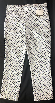 #ad Jules amp; Leopold Stretch Pull On White Pants w blue dots Size S P NWT