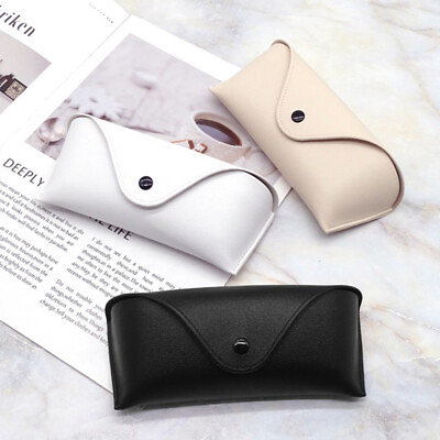 #ad Durable Leather Eye Glasses Sunglasses Shell Hard Case Protector Box Pouch Bag ‖