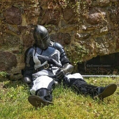 #ad Medieval Black Templar Knight Full Body Set Armour Cosplay Halloween Suit
