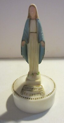 #ad Vintage Lourdes France Cross Lucite pray every day virgin Mary