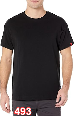 #ad HUGO Mens Solid Cotton Blend T Shirt Black Oil XX Large US