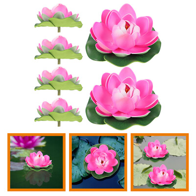 #ad 6Pcs Garden Lotus Floating Decor Pond Fake Flower Craft Simulation Lotus Decor