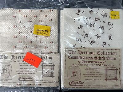 #ad 2 Heritage Collection Counted Cross Stitch Fabric Zweigart Aida 15”x15” NEW