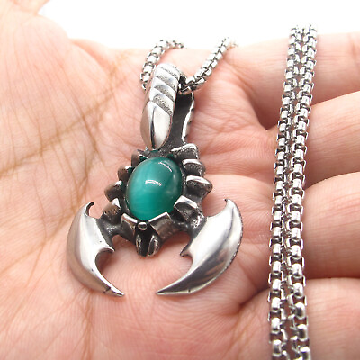 #ad Mens Stainless Steel Scorpion Scorpio Zodiac Pendant Necklace Jewelry GIFT