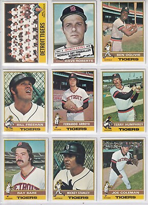 #ad 1976 Topps Detroit Tigers Baseball Team Set 27 Cards