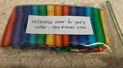 #ad New Reflective Fabric Cover Pets Collar Rainbow Color WASHABLE Large Dog