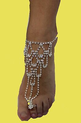 #ad 2 Crystal Bridal Jewelry Bride Accessories Bracelets Anklets Chain Rhinestone
