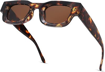#ad NULOOQ Rectangle Polarized Sunglasses for Men – Women Aesthetic Thick Frame Chun