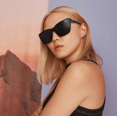 #ad Quay Australia Confidential Cat Eye Polarized Sunglasses Black Black 51mm Bold