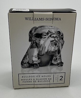 #ad Williams Sonoma Bulldog Ice Molds Set of 2 Sculptural Dog Shaped Bar NWT