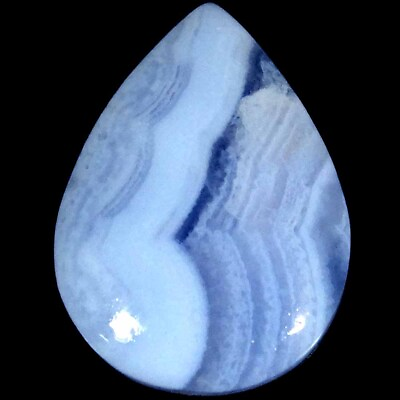#ad 11.95Cts. 15X21X5mm 100% Natural Top Designer Blue Lace Agate Pear Cab Gemstone