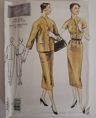 #ad Vogue Vintage Model Pattern 2324 Dessin 1953 Design Jacket Dress Sz 14