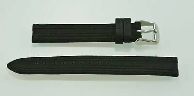 #ad Fossil Unisex Stainless Steel Black Canvas Leather Replacement Watch Band 16mm