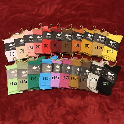 #ad Solid Casual Candy Color Crew Cotton Socks Fashion Men#x27;s Size 7.5 9.5 New