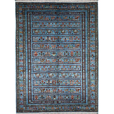#ad Handmade 6#x27; x 8#x27; Blue Oriental Afghan Tribal Wool Area Rug