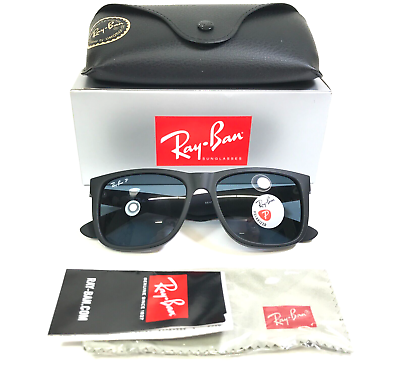 #ad Ray Ban Sunglasses RB4165 JUSTIN 622 2V Matte Black Rubberized Polarized Lenses