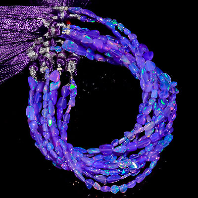 #ad Purple Ethiopian Opal Gemstone Tumble Smooth Beads 3X2 8X7 mm Strand 8quot; GB 803