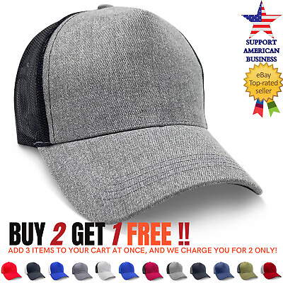 #ad Baseball Caps Snapback Adjustable Trucker Hats for Men with Mesh in Solid Colors