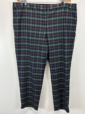 #ad NEW Talbots Hampshire Ankle Plaid Pants Sz 22W Plus Wool Blend Elastic Sides