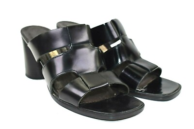 #ad ENZO ANGIOLINI Kistler Womens Black Patent Leather Heeled Sandals Size 6 M