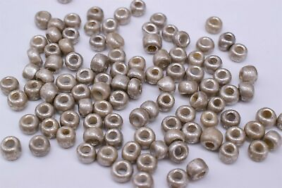 #ad 100 Round Silver Tone Spacer Beads Crafts Jewelry Making 4 mm Vintage