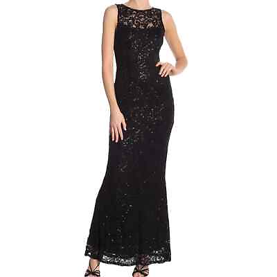 #ad Marina Sequin Lace Sleeveless Maxi Dress In Black 10